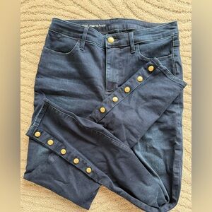 Talbots High-Rise Navy Women’s Jeans with Gold Snap Detail